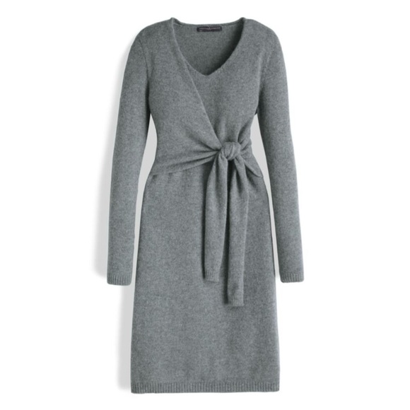 Peruvian Connection Royal Allaca Faux Wrap Dress Size Small Gray Long Sleeves - Picture 2 of 9